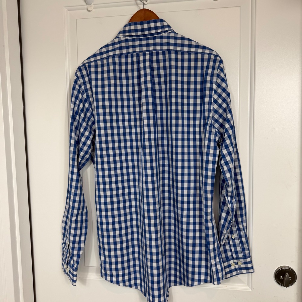 Brooks Brothers Regent Fit Blue Gingham Supima Cotton Non-Iron Shirt Mens L - Picture 2 of 9